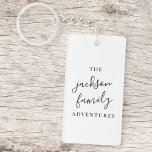 Family Adventures | Original Modern Minimalist Key Ring<br><div class="desc">Personalised for your wonderful and everyday family adventures,  this keychain makes for the perfect gift or vacation accessory! The design features a handwritten scripyt typography is a modern minimalist style for any fun and stylish family! #family #adventures #custom #keychain</div>