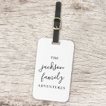 Family Adventures | Original Modern Minimalist Luggage Tag<br><div class="desc">Personalised for your wonderful and everyday family adventures,  this luggage tag makes for the perfect gift or vacation accessory! The design features a handwritten scripyt typography is a modern minimalist style for any fun and stylish family! #family #adventures #custom #luggagetag</div>