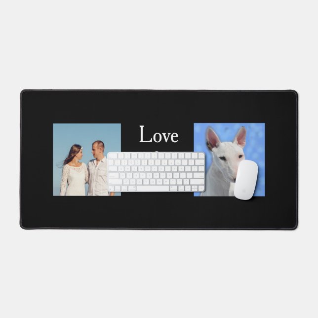 Family and Bull Terrier Custom Photos Desk Mat (Keyboard & Mouse)