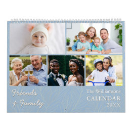 Family and Friends Dusty Blue Multi Photo Calendar