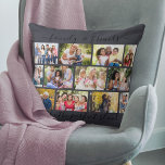 Family and Friends Quote 12 Photo Collage Slate Cushion<br><div class="desc">Create your own photo pillow with 12 of your favourite photos. The design has an elegant handwritten quote which reads "family & frieds make the perfect blend" and you can edit this if you wish. The photo template is set up for you to add your own pictures, which are laid...</div>