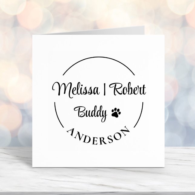 Family and Pet Name Round Address Self-inking Stamp (Creator Uploaded)