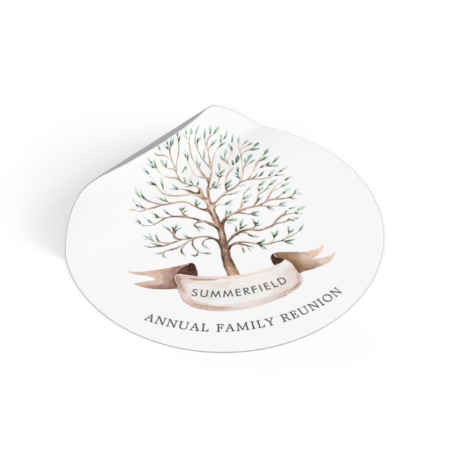 Family Annual Reunion Genealogy Tree Classic Round Sticker (Family Reunion Genealogy Tree Custom Sticker)