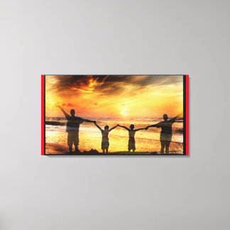 Family At Beach Side Canvas Print