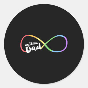Family Autism Awareness Dad Rainbow Infinity Symbo Classic Round Sticker