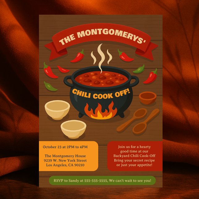 Family Backyard Chilli Cook Off Potluck Fall Party Invitation (Family Backyard Chili Cook Off Potluck Fall Party Invitation)