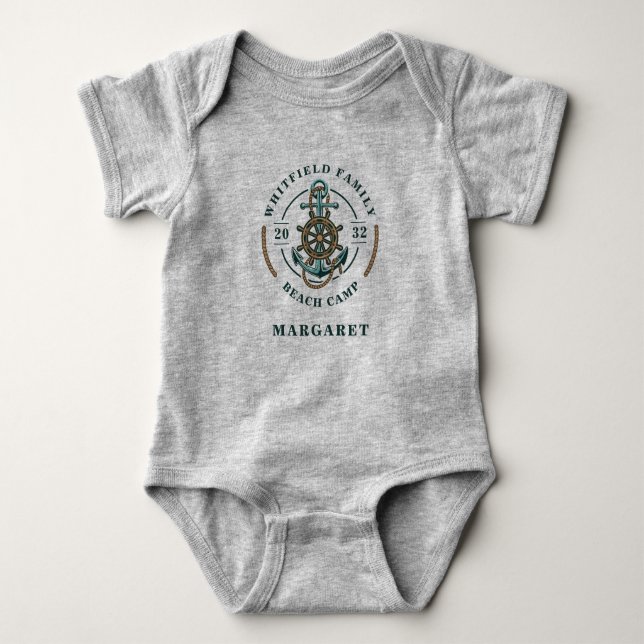 Family Beach Camp Nautical Baby Shower Custom Bodysuit (Front)