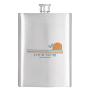 Family Beach South Carolina Sun Palm Trees Hip Flask