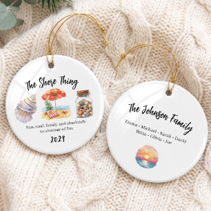 Family Beach Trip Group Ceramic Tree Decoration