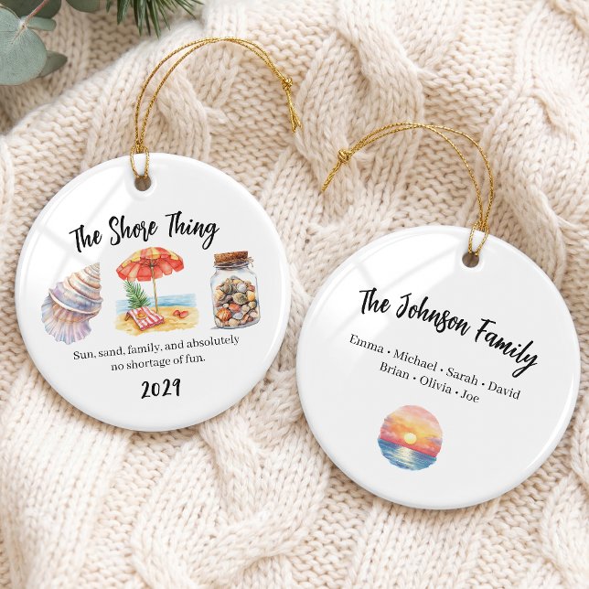 Family Beach Trip Group Ceramic Tree Decoration (Creator Uploaded)