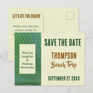 Family Beach Trip Palm Tree Reunion Save The Date Postcard