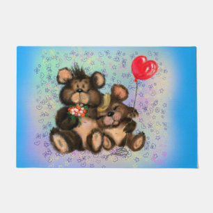 Family Bear with Balloon Doormat