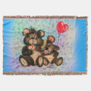 Family Bear with Balloon Throw Blanket