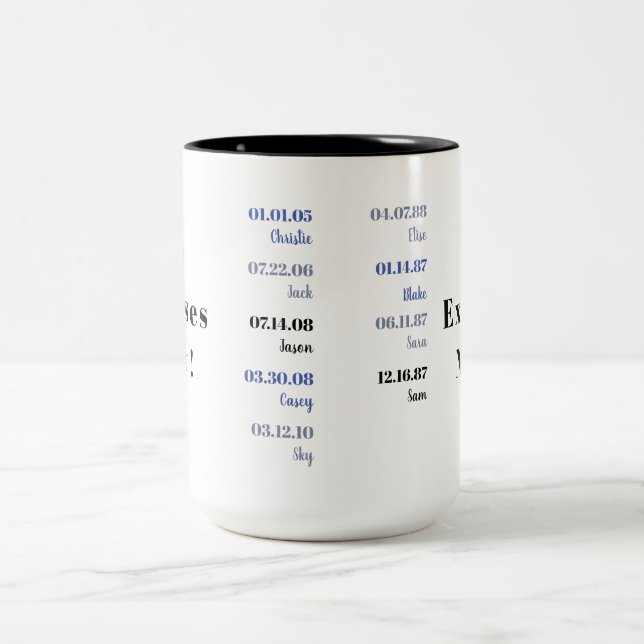 Family Birth Date List Coffee Mug (Center)