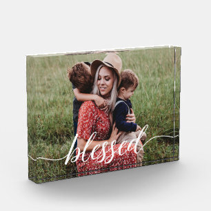 Family Blessed Script Personalised Photo Block