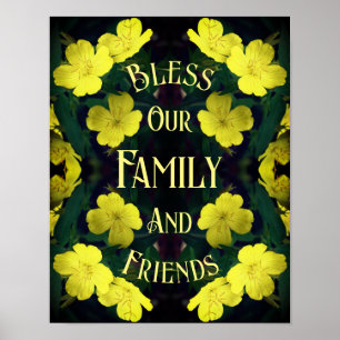 Family Blessing Flowers Abstract Inspirational Poster