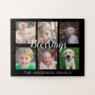 Family Blessings 6 Photo Collage Jigsaw Puzzle