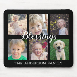 Family Blessings 6 Photo Collage Mouse Pad
