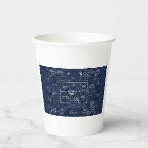 Family Blueprint Baby Announcement Paper Cups