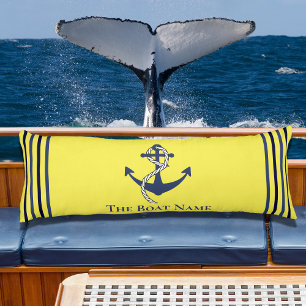 Family Boat Name Anchor Rope Nautical Blue Yellow Body Cushion