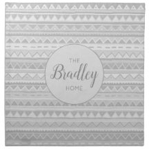 Family Boho Grey Tribal Zigzag Pattern with Name