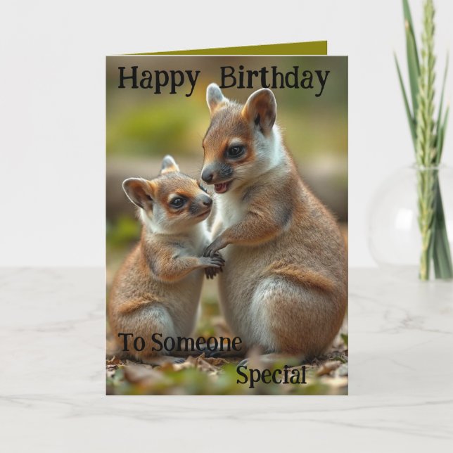 Family Bonds: Mama And Baby Quokka, Birthday Card (Front)