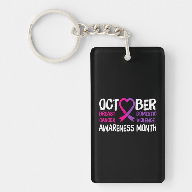 Family Breast Cancer and Domestic Violence Key Ring (Front)