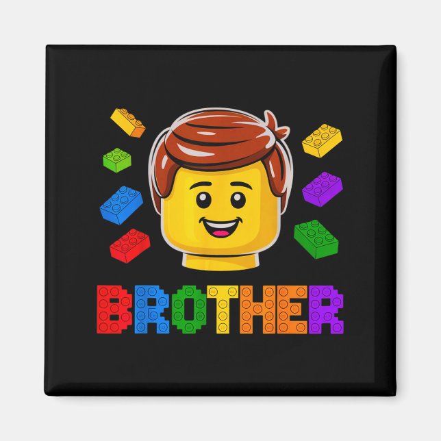 Family Brother Master Builder Building Brick Block Magnet (Front)
