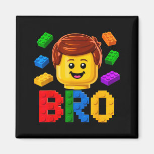 Family brother master builder building brick magnet