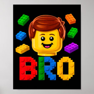 Family brother master builder building brick poster