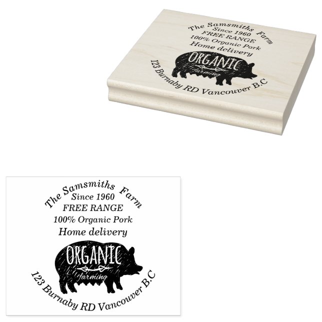 Family Business Pork  Farm Since 1960 lg Rubber Stamp (Stamped)