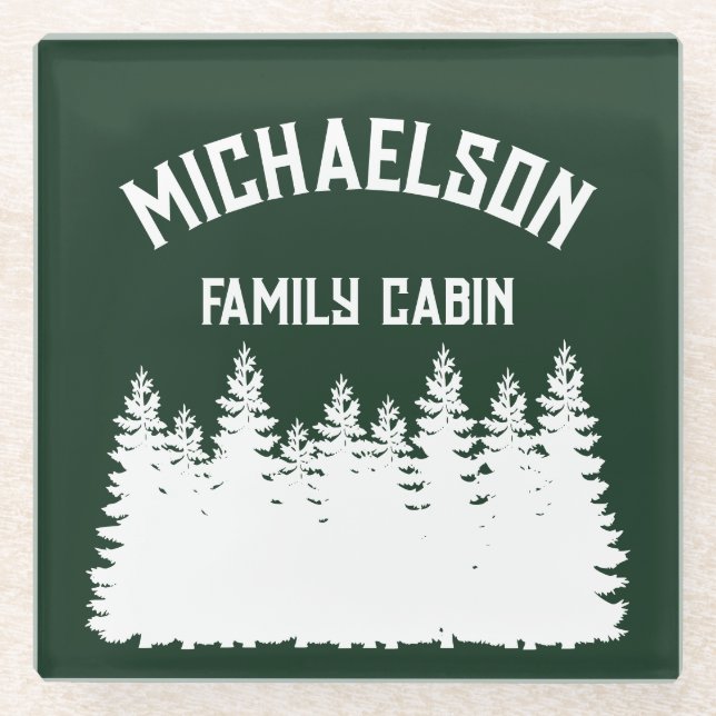 Family Cabin Glass Coaster (Front)
