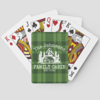 Family Cabin Green Plaid Themed Name Personalised
