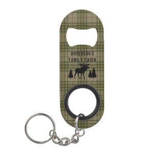 Family Cabin Moose Pine Trees Sage Green Plaid