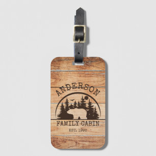  Family Cabin Name Personalised Rustic wooden Luggage Tag