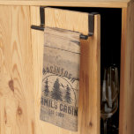 Family Cabin Name Rustic Wood Personalised Tea Towel<br><div class="desc">Create a personalised family cabin kitchen towel featuring a rustic wood plank design with NAME FAMILY CABIN and year established date or other text in brown. ASSISTANCE: For help with design modification or personalisation, transferring the design to another product or if you would like coordinating items, contact the designer BEFORE...</div>