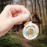 Family Cabin Name Watercolor Forest Key Ring<br><div class="desc">This design was created though digital art. It may be personalised in the area provided by changing the photo and/or text. Or it can be customised by choosing the click to customise further option and delete or change the colour the background, add text, change the text colour or style, or...</div>