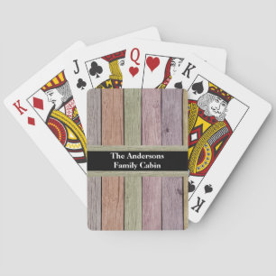 Family Cabin Pastel Wood Plank Customisable Playing Cards