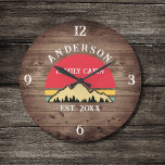 Family Cabin Rustic Retro Trees Family Name<br><div class="desc">Transform your home into a cosy retreat with our Family Cabin Rustic Retro Trees Family Name Large Clock. This charming timepiece brings the rustic beauty of the great outdoors right into your living space. Featuring a vintage-inspired design with rustic retro trees, it adds a touch of nostalgia to any room....</div>