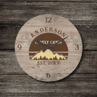 Family Cabin Rustic Retro Trees Family Name 