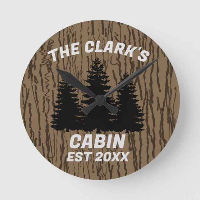 FAMILY CABIN RUSTIC WOOD CUSTOM WALL CLOCK (Front)