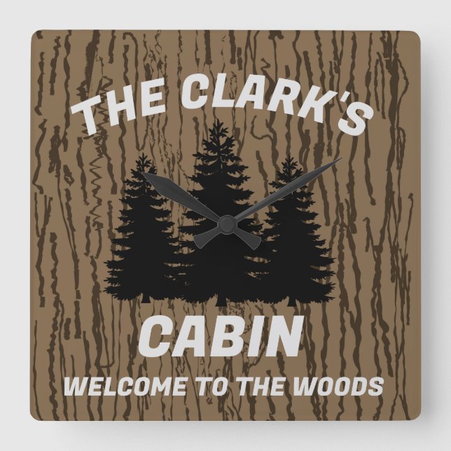 FAMILY CABIN RUSTIC WOOD CUSTOM WALL CLOCK (Front)