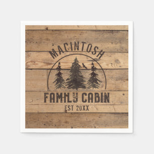 Family Cabin Rustic Wood Personalised Napkin