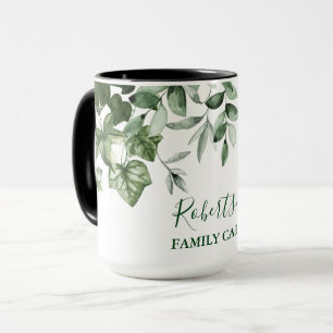 Family Cabin Watercolor Botanical Greenery Mug