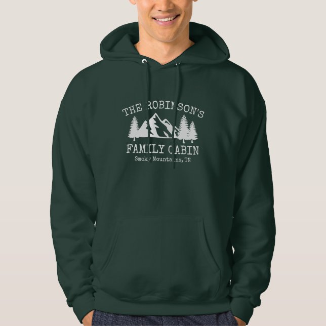 Family Cabin White Rustic Trees Mountains Design Hoodie (Front)