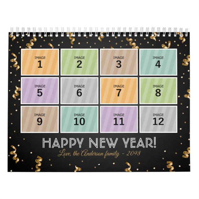 Family Calendar Template 2023 Glitter Custom Photo (Cover)