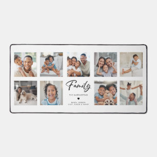 Family Calligraphy 9 Photo Collage Personalised Desk Mat