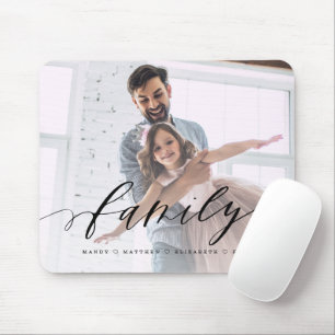 Family Calligraphy Script Overlay Full Photo Mouse Pad