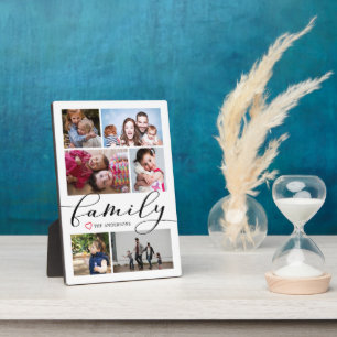 Family Calligraphy Script Photo Collage Plaque