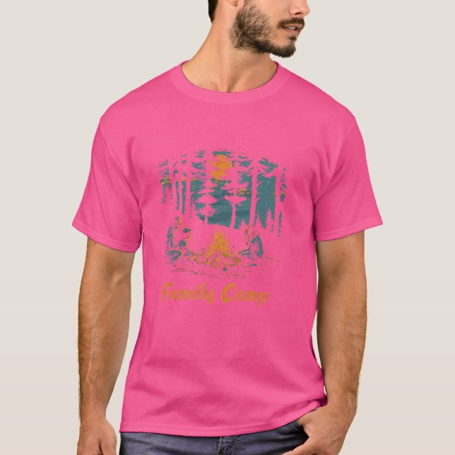 Family Camp Forest Adventure Campfire T-Shirt (Front)